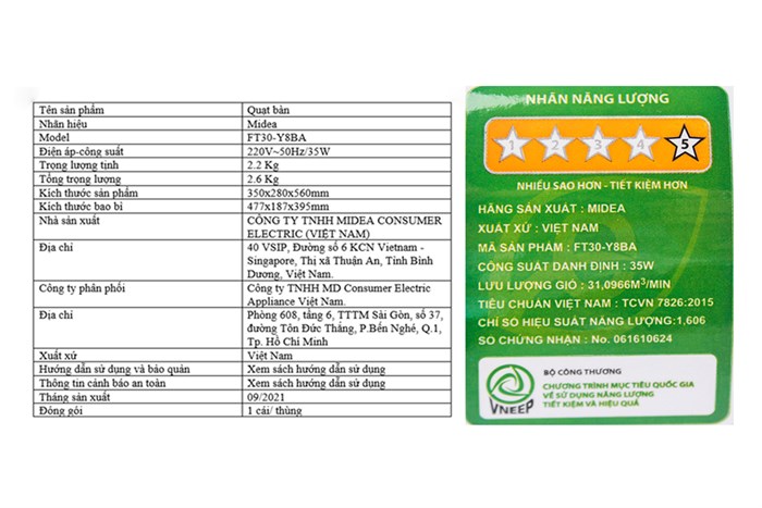 Quạt bàn Midea FT30-Y8BA Màu Xám