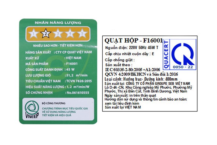 Quạt hộp Asia 3 cánh F16001 45W Màu Xám