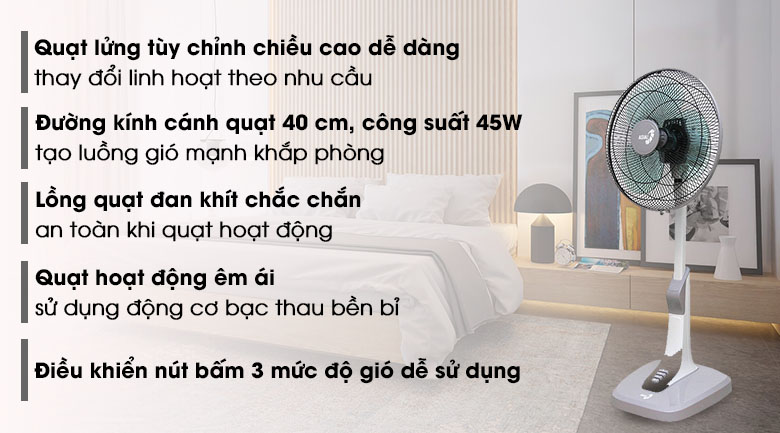 Quạt lửng Asia A16017 Xám