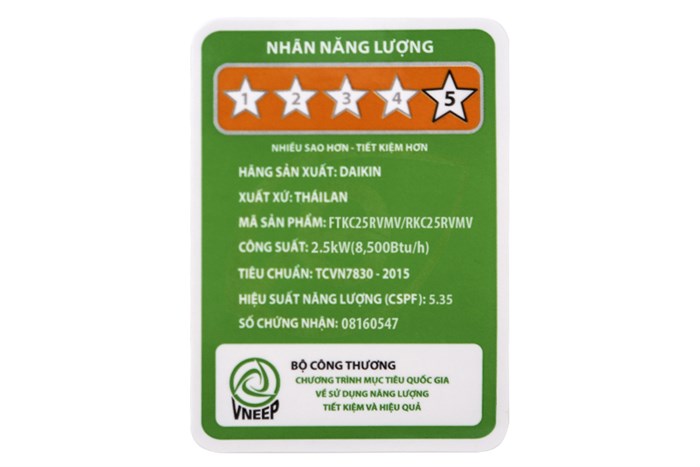 Máy lạnh Daikin Inverter 1 HP FTKC25RVMV Màu Trắng