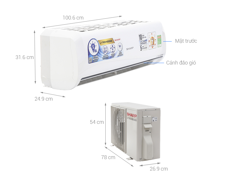 Thông số kỹ thuật Máy lạnh Sharp inverter 2HP AH-X18UEW