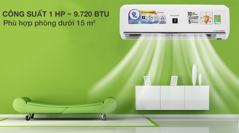 Máy lạnh Sharp inverter 1 HP AH-XP10UHW