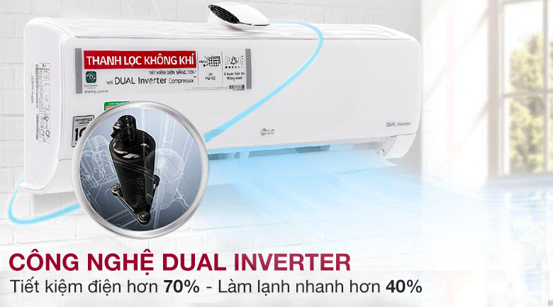 Máy nén Dual Inverter - Máy lạnh LG Wifi Inverter 1 HP V10APF