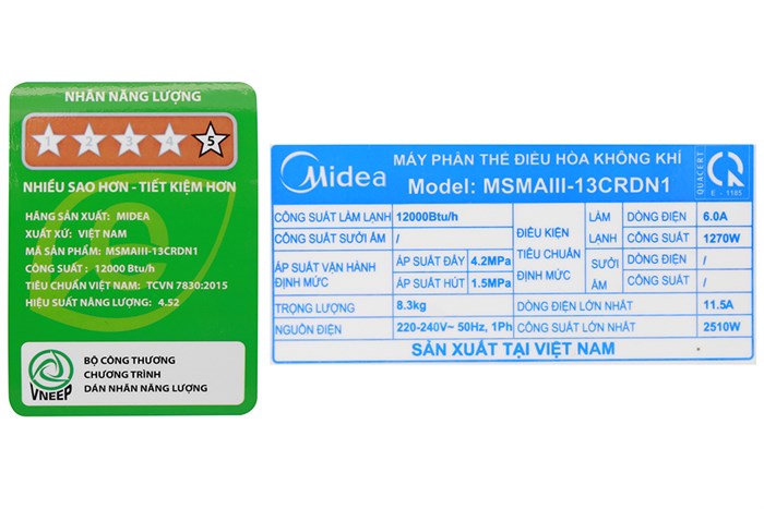 Máy lạnh Midea Inverter 1.5 HP MSMAIII-13CRDN1 Màu Trắng