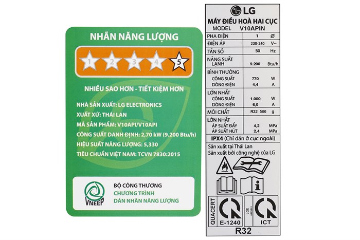 Máy lạnh LG Wifi Inverter 1 HP V10API Màu Trắng