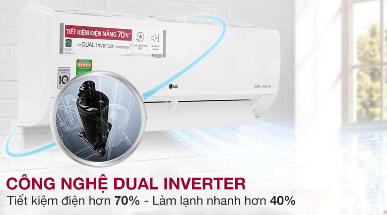 Cồng nghệ Dual Inverter - Máy lạnh LG Inverter 1 HP V10ENF
