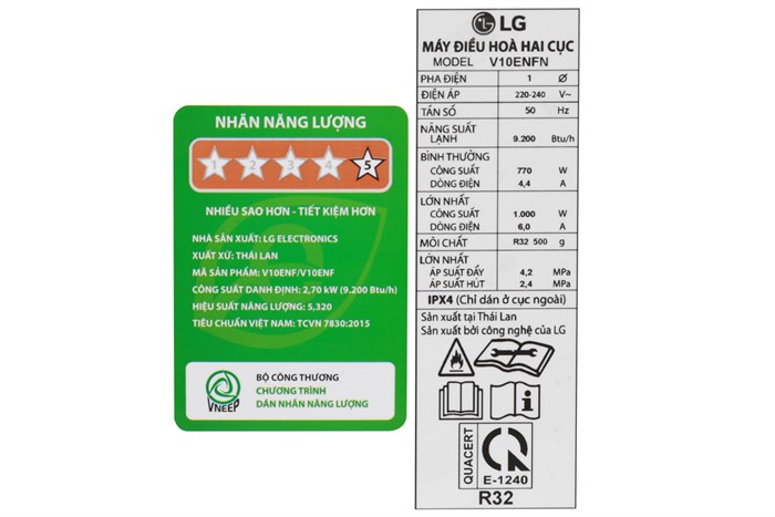 Máy lạnh LG Inverter 1 HP V10ENF Màu Trắng