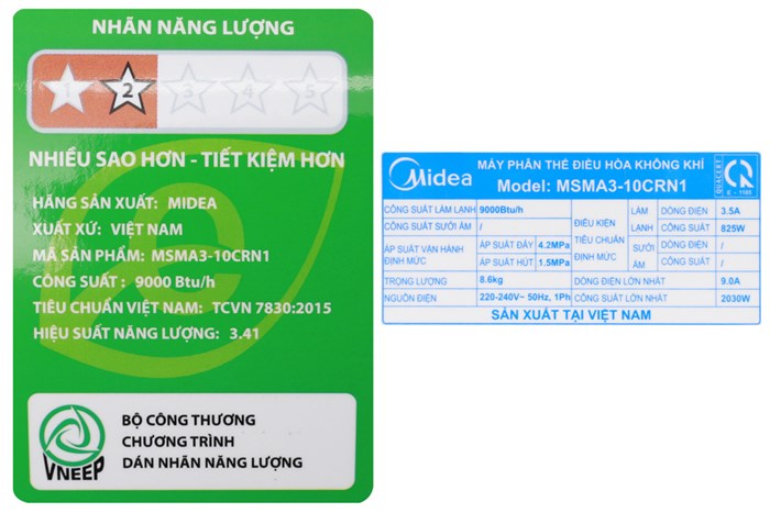 Máy lạnh Midea 1 HP MSMA3-10CRN1 Màu Trắng