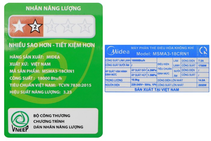 Máy lạnh Midea 2 HP MSMA3-18CRN1 Màu Trắng