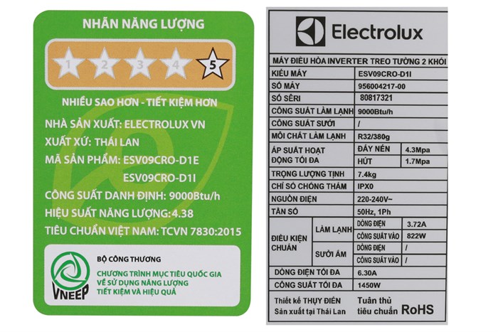 Điều hòa Electrolux Inverter 9000 BTU ESV09CRO-D1 Màu Xanh đen