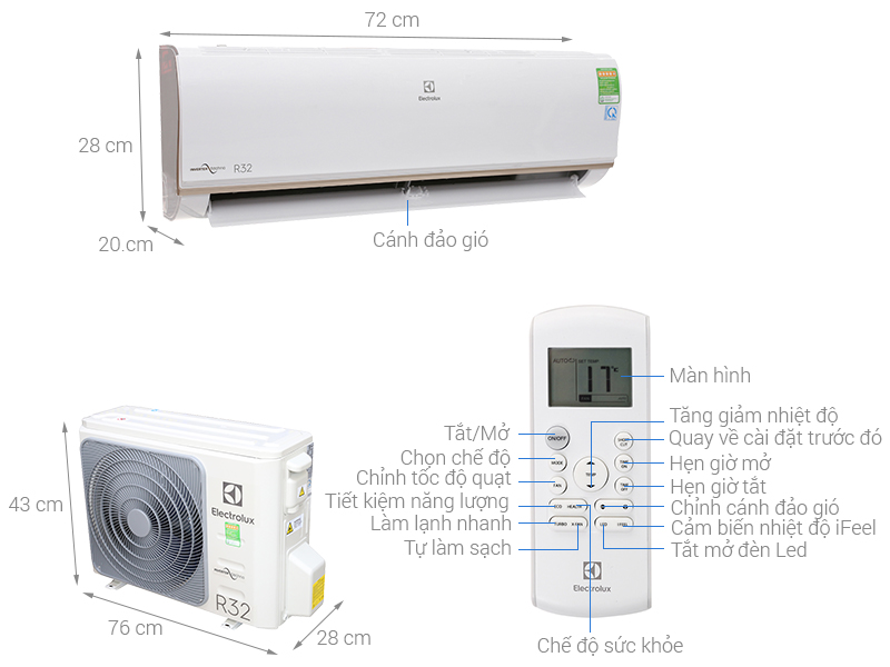 ThÃ´ng sá» ká»¹ thuáº­t MÃ¡y láº¡nh Electrolux Inverter 1 HP ESV09CRO-A1