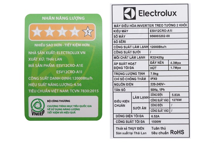 Điều hòa Electrolux Inverter 12000 BTU ESV12CRO-A1 Màu Trắng