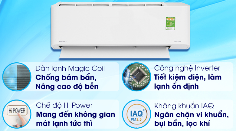 Máy lạnh Toshiba Inverter 1.5 HP RAS-H13CKCVG-V
