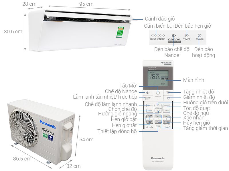 ThÃ´ng sá» ká»¹ thuáº­t MÃ¡y láº¡nh Panasonic Inverter 1 HP CU/CS-VU9UKH-8