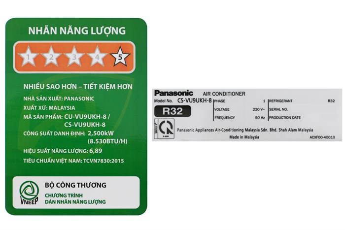 Máy lạnh Panasonic Inverter 1 HP CU/CS-VU9UKH-8 Màu Trắng