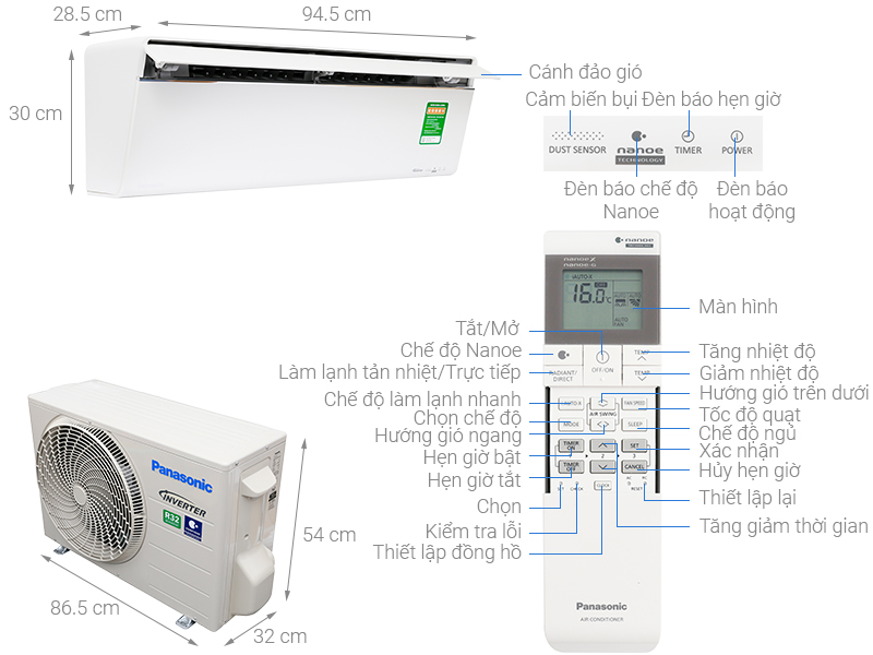 Máy lạnh Panasonic Inverter 1.5 HP CU/CS-VU12UKH-8