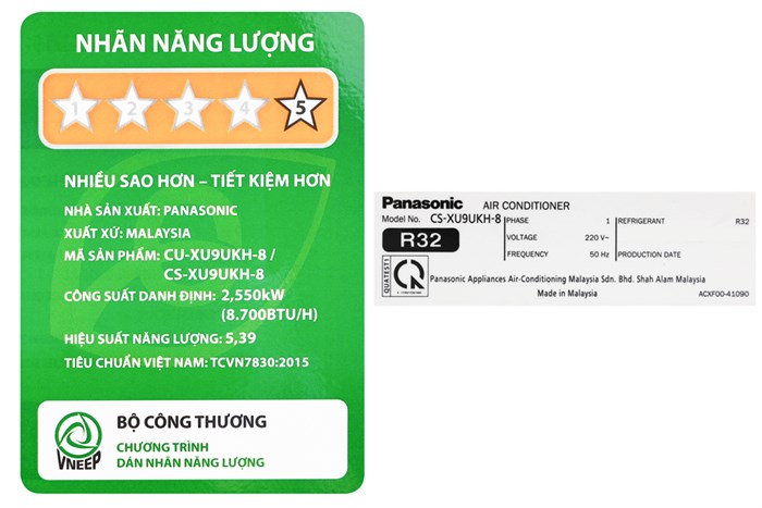 Máy lạnh Panasonic Inverter 1 HP CU/CS-XU9UKH-8 Màu Trắng