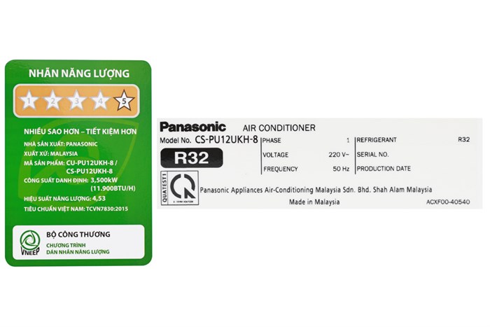 Máy lạnh Panasonic Inverter 1.5 HP CU/CS-PU12UKH-8 Màu Trắng