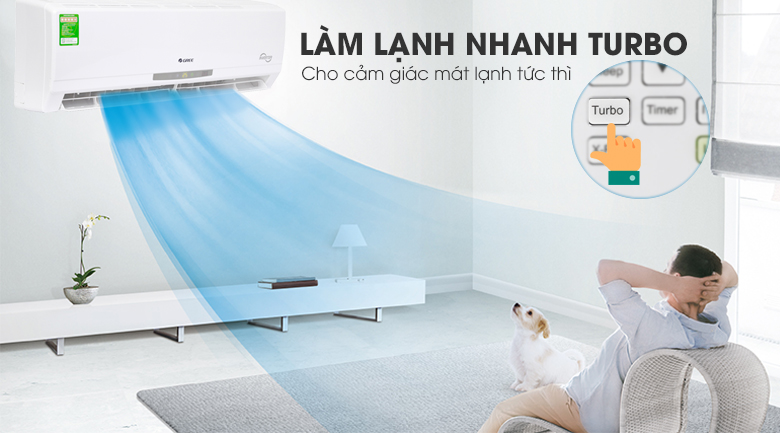 Làm lạnh nhanh Turbo - Điều hòa Gree Inverter 18000 BTU GWC18CC-K3DNC2L