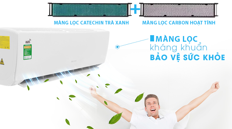 Màng lọc chức năng catechin trà xanh & carbon hoạt tính - Máy lạnh Gree Wifi Inverter 1 HP GWC09BC-K6DNA1B