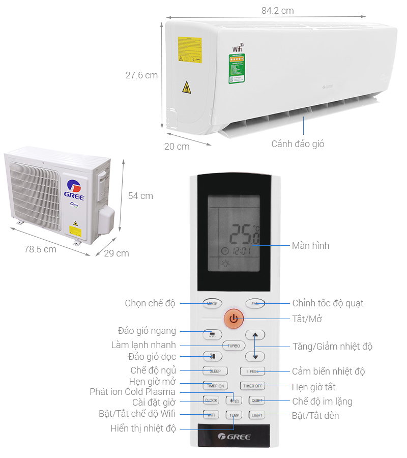 Máy lạnh Gree Wifi Inverter 1.5 HP GWC12BC-K6DNA1B