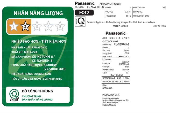 Máy lạnh Panasonic 2.5 HP CU/CS-N24UKH-8 Màu Trắng