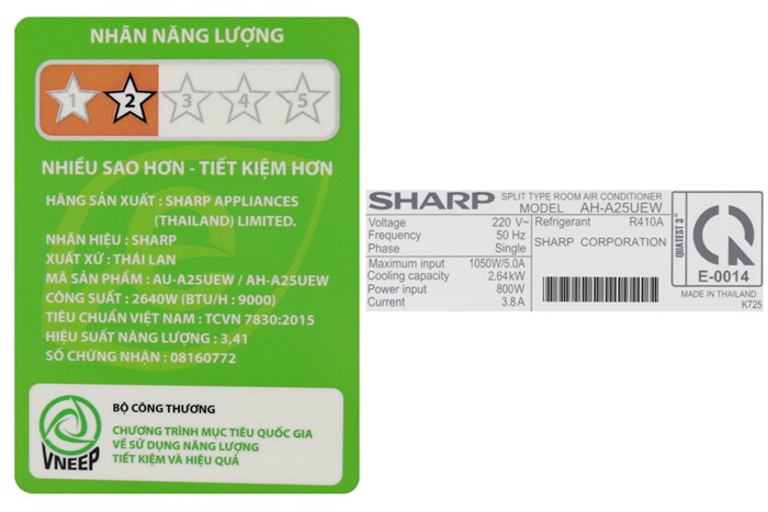 Máy lạnh Sharp 1 HP AH-A25UEW Màu Trắng