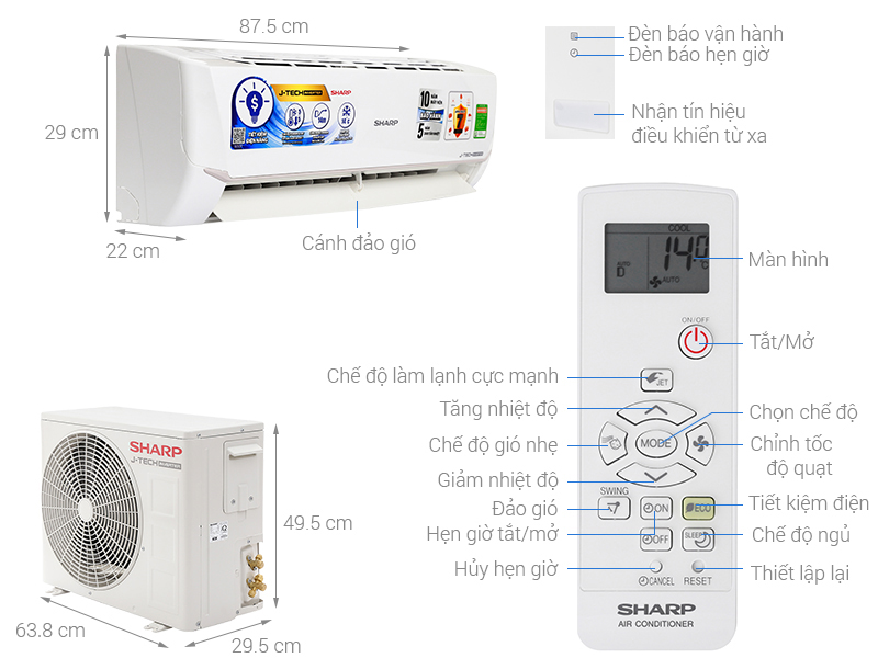 Máy lạnh Sharp Inverter 1.5 HP AH-X12VEW