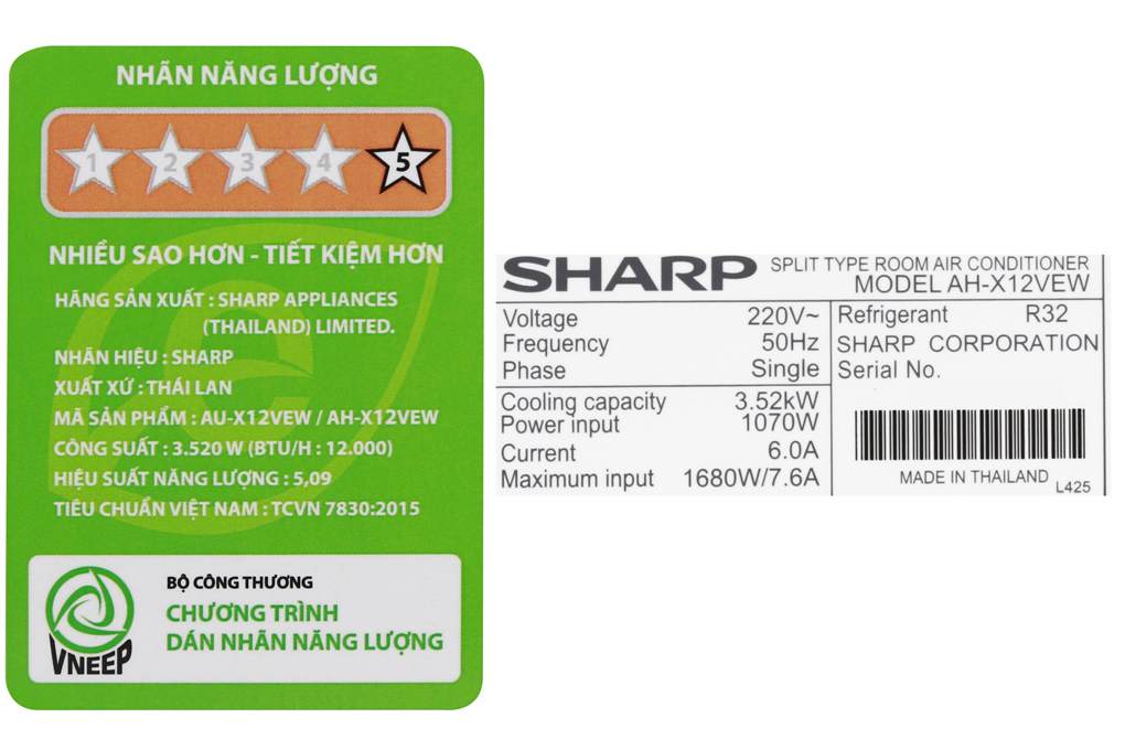 Máy lạnh Sharp Inverter 1.5 HP AH-X12VEW Màu Trắng