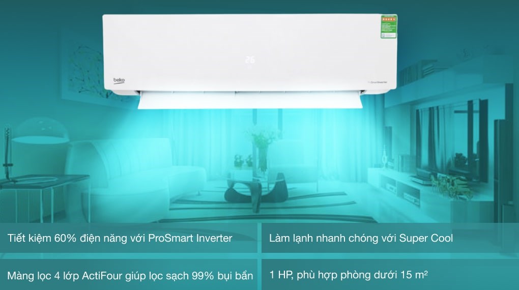 Máy lạnh Beko Inverter 1 HP RSVC10BV
