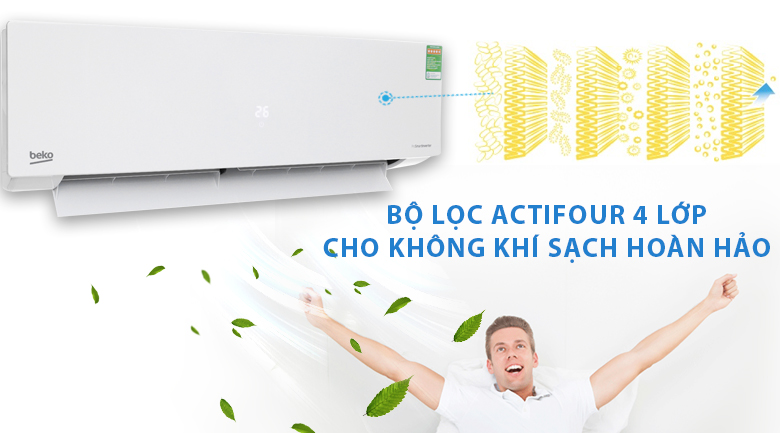 ActiFour - 4 lớp lọc tối ưu - Máy lạnh Beko Inverter 1 HP RSVC10BV