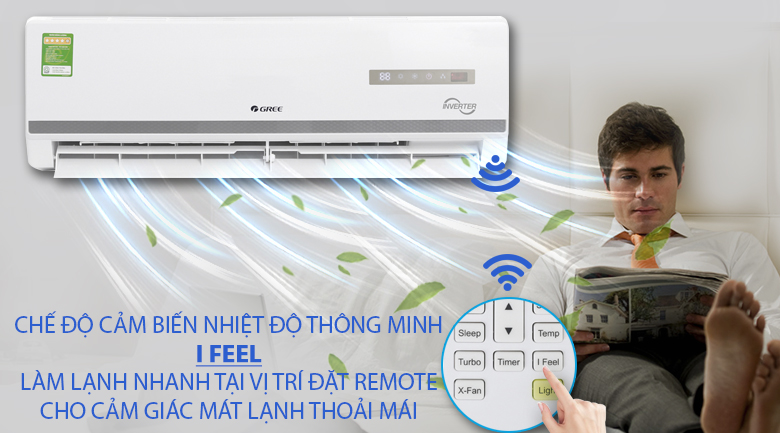 Công nghệ cảm biến nhiệt độ thông minh I Feel - Máy lạnh Gree Inverter 1 HP GWC09WA-K3DNB7I Công nghệ cảm biến nhiệt độ thông minh I Feel - Máy lạnh Gree Inverter 1 HP GWC09WA-K3DNB7I