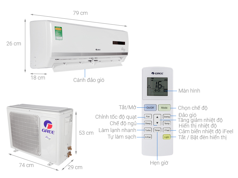 Máy lạnh 2 chiều Gree Inverter 1 HP GWH09WA-K3DNB7L