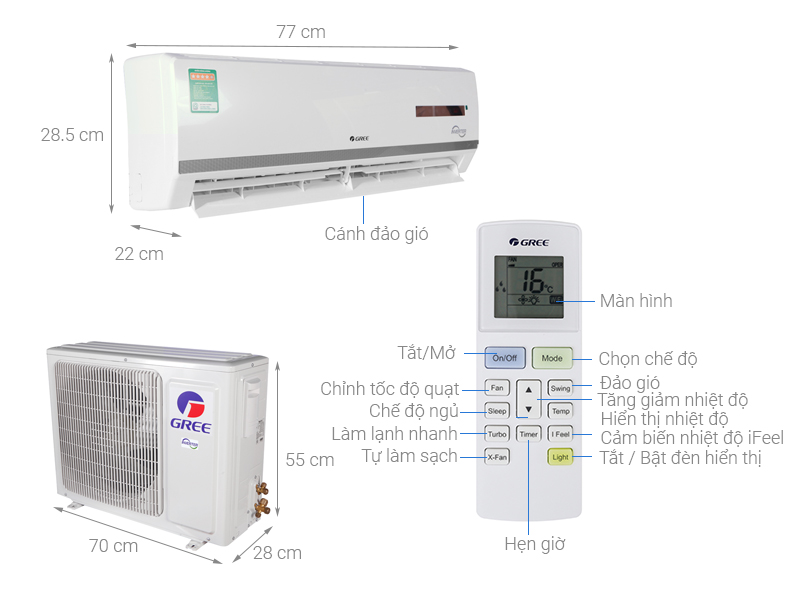 Máy lạnh 2 chiều Gree Inverter 1.5 HP GWH12WA-K3DNB7I