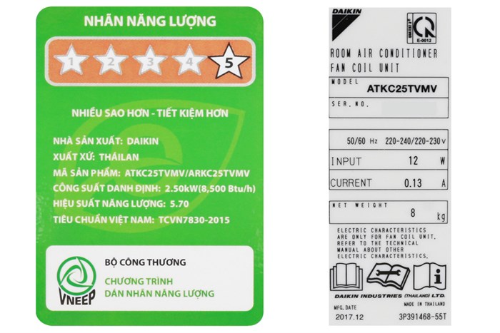 Máy lạnh Daikin Inverter 1 HP ATKC25TVMV Màu Trắng