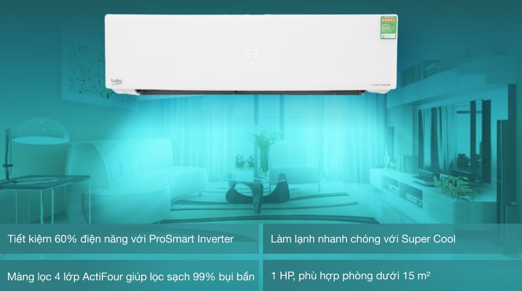 Máy lạnh Beko Inverter 1 HP RSVC10AV