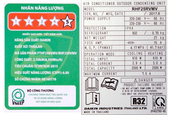 Máy lạnh 2 chiều Daikin Inverter 1.0 HP FTHF25RVMV Màu Trắng