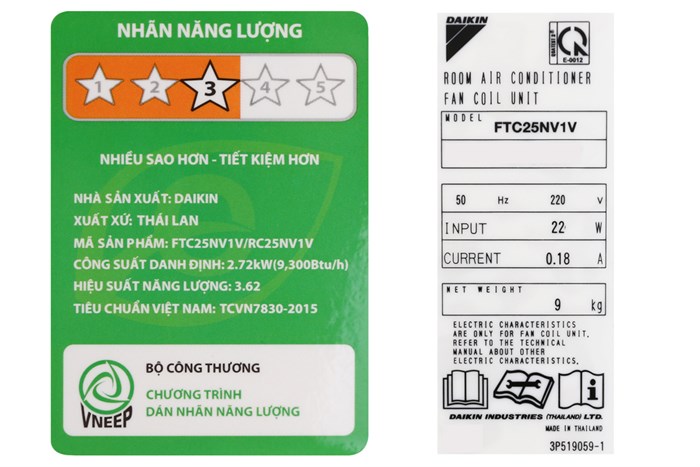 Máy lạnh Daikin 1 HP FTC25NV1V Màu Trắng