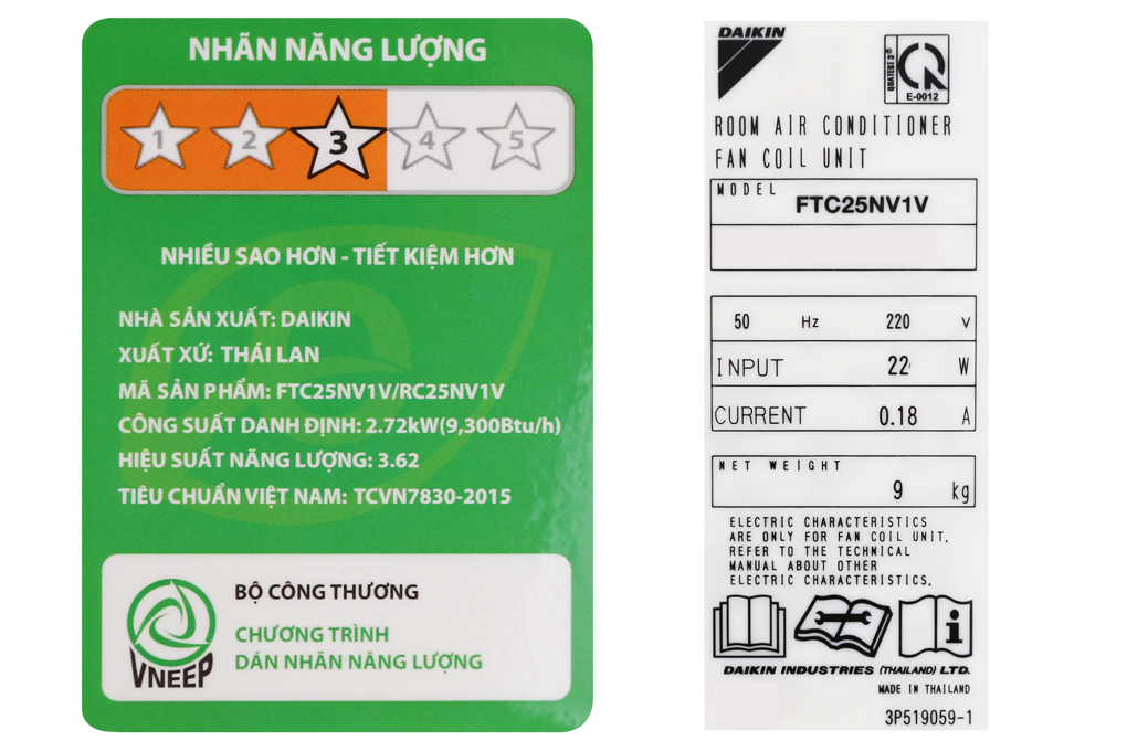 Máy lạnh Daikin 1 HP FTC25NV1V Màu Trắng
