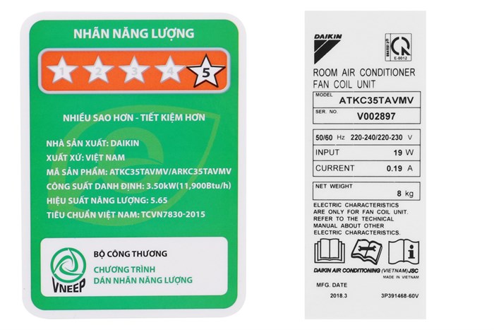 Điều hòa Daikin Inverter 11900 BTU ATKC35TAVMV Màu Trắng