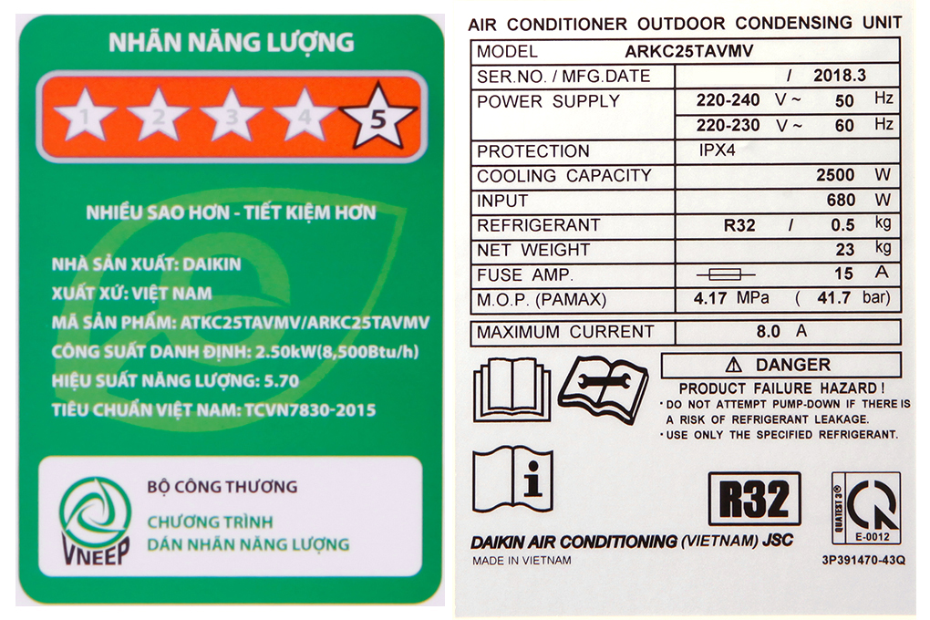 Máy lạnh Daikin Inverter 1.0 HP ATKC25TAVMV Màu Trắng