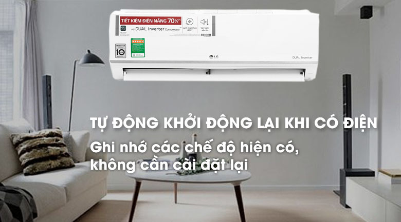 Máy lạnh LG Inverter 1 HP V10ENW Tự khởi động lại khi có điện