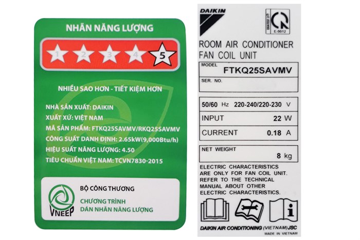 Máy lạnh Daikin Inverter 1 HP FTKQ25SAVMV Màu Trắng