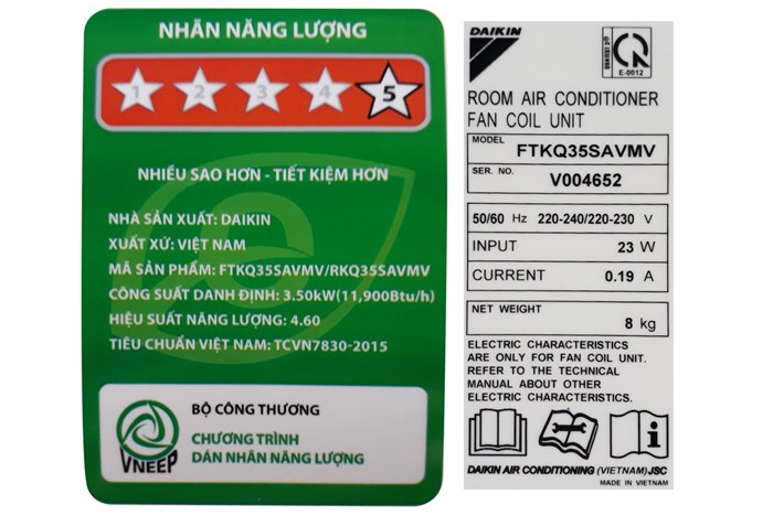 Máy lạnh Daikin Inverter 1.5 HP FTKQ35SAVMV Màu Trắng