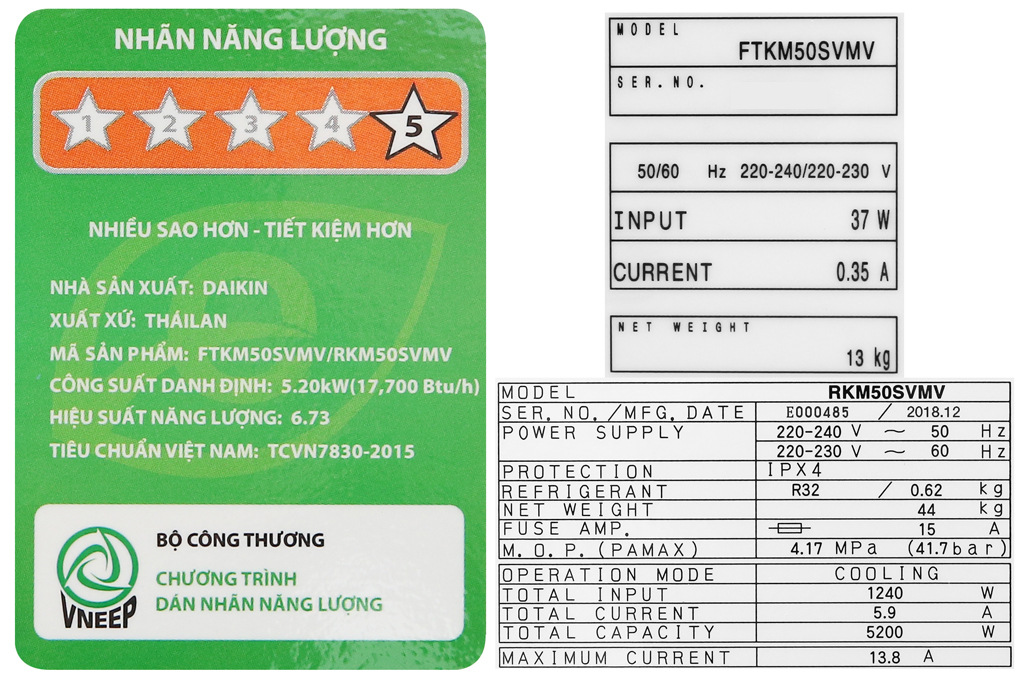 Máy lạnh Daikin Inverter 2.0 HP FTKM50SVMV