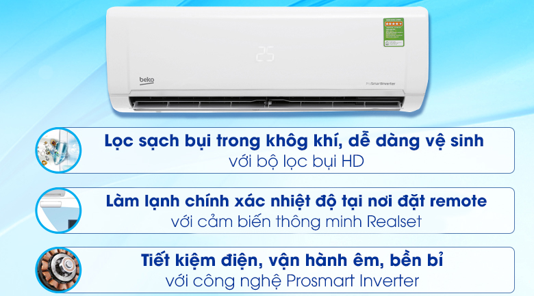Máy lạnh Beko Inverter 1.5 HP RSVC12VY