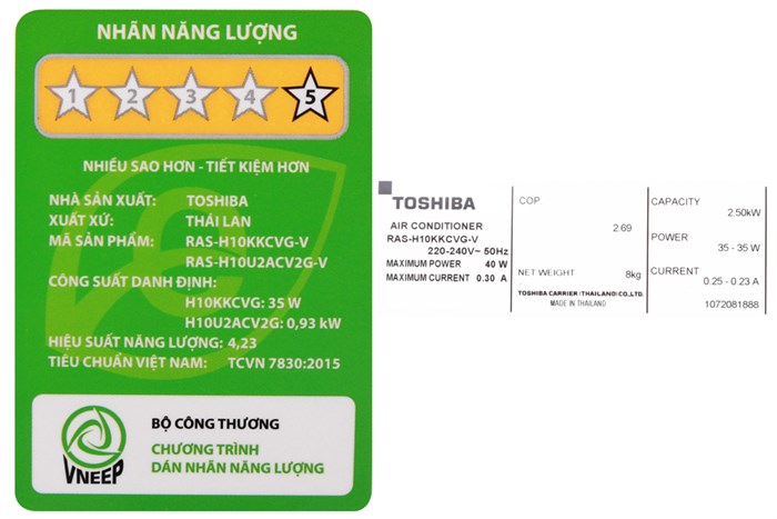 Máy lạnh Toshiba Inverter 1 HP RAS-H10KKCVG-V Màu Trắng