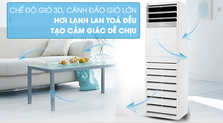 Chế độ gió 3D - Máy lạnh tủ đứng LG Inverter 3 HP APNQ30GR5A3
