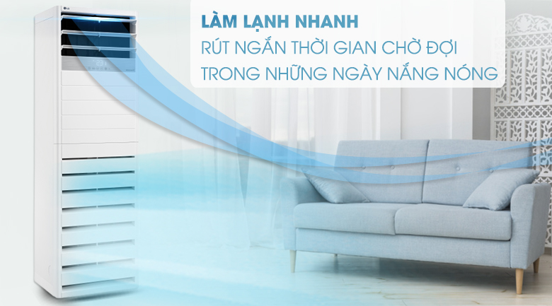 Làm lạnh nhanh hơn - Máy lạnh tủ đứng LG Inverter 5 HP APNQ48GT3E3