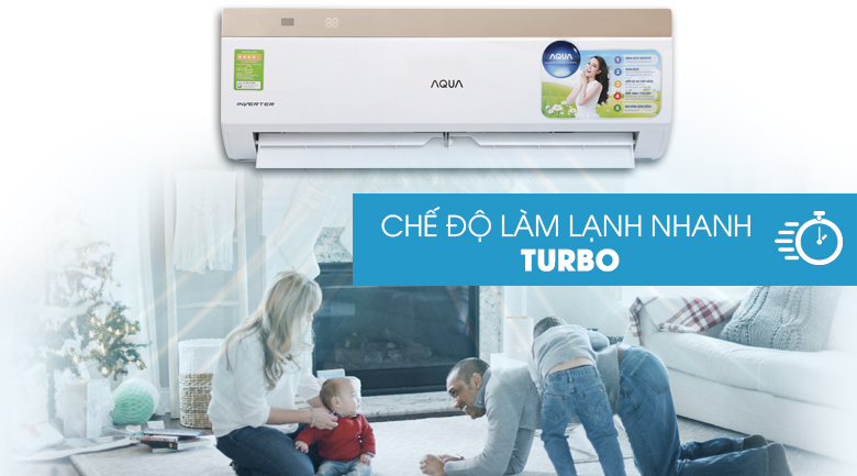 Làm lạnh nhanh Turbo - Máy lạnh Aqua Inverter 1 HP AQA-KCRV9VKS